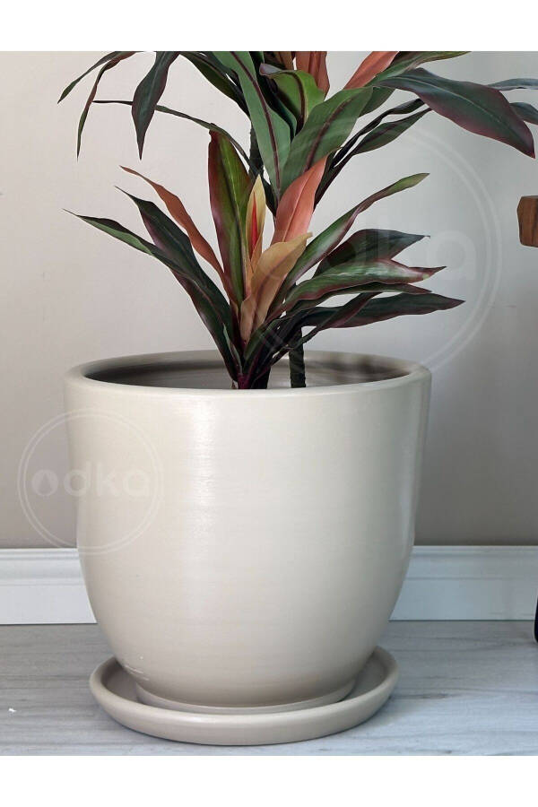 Classic Pot with Tray 30cmx28cm Stone - 7