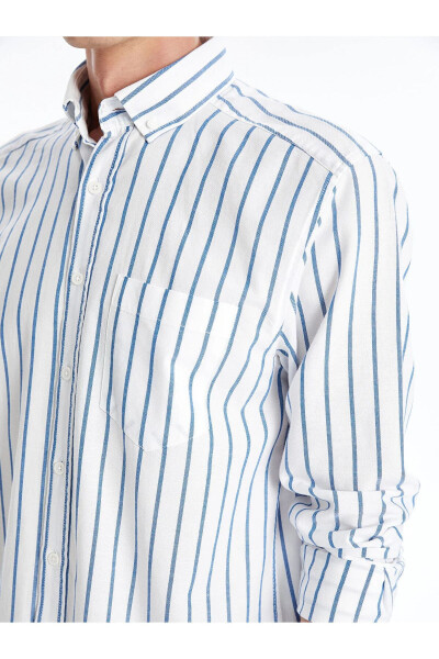 Classic Regular Fit Short Sleeve Striped Oxford Men's Shirt - 3