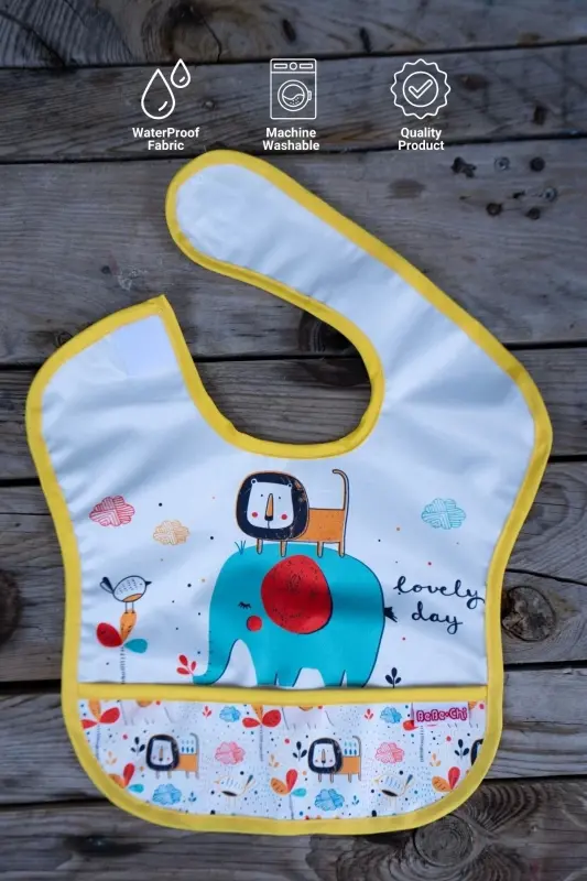 Classic Safari Patterned 2-Pack Waterproof Sleeveless Baby Bibs 0-12 Months - 2