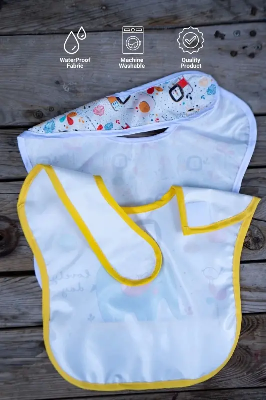 Classic Safari Patterned 2-Pack Waterproof Sleeveless Baby Bibs 0-12 Months - 3