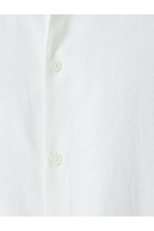 Classic Shirt Slim Fit Long Sleeve Half Italian Collar Cotton Blend - White - 6