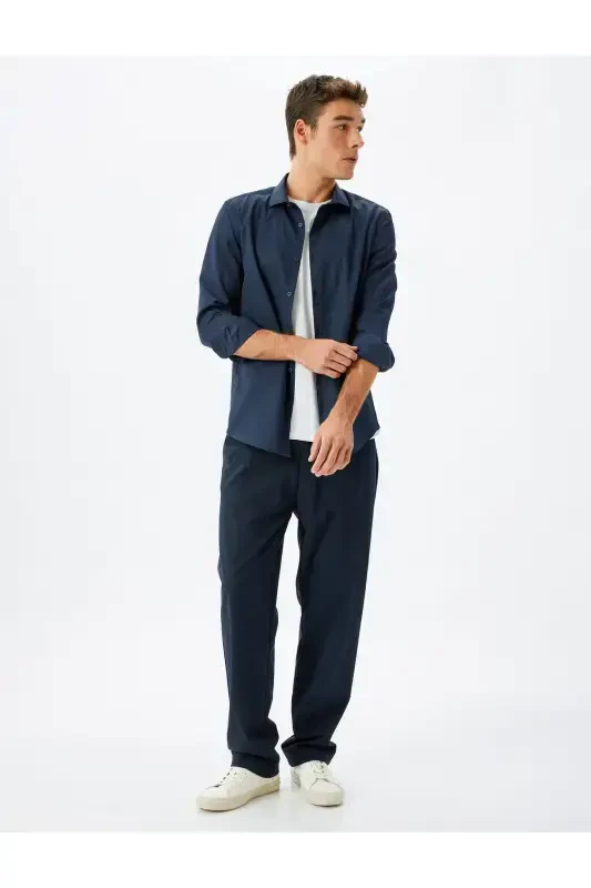 Classic Shirt Slim Fit Long Sleeve Half Italian Ya - 2