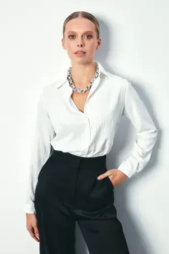 Classic Striped Shirt with Shine - ECRU - 1