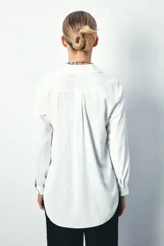 Classic Striped Shirt with Shine - ECRU - 7