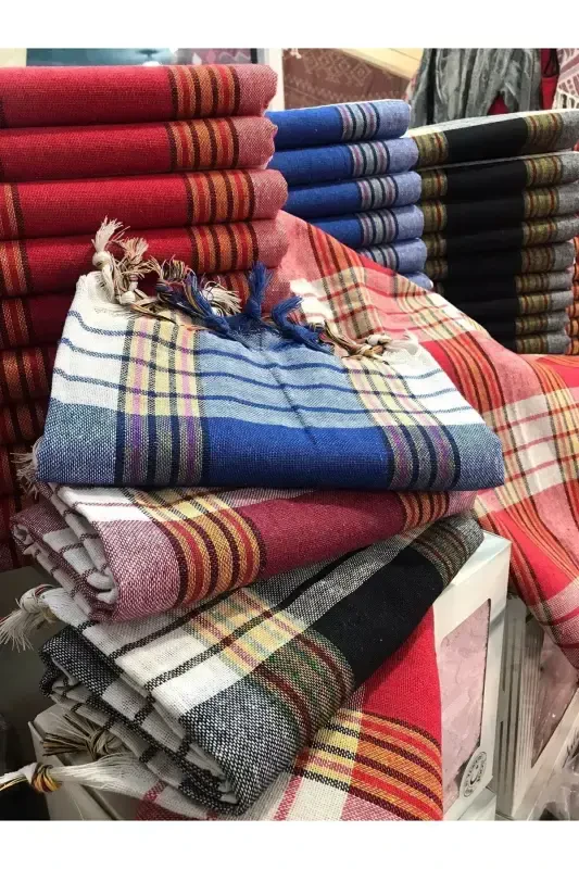 Classic Turkish Bath Towel, 100% Cotton, 80x180 Cm. - Red - 5