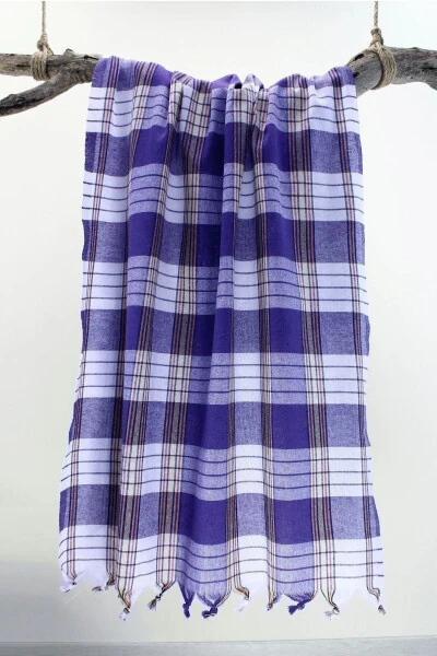 Classic Turkish Towel Checkered 80x170 Cm Red/Blue - 6