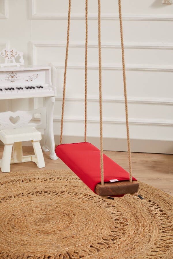 Classic Wooden Picnic Swing - Use at Home, Garden, Picnic (Red) - 9