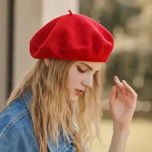 Classic Wool Berets for Women,Stylish French Beret Hats for Women Girls Lady Painters Hat - 7