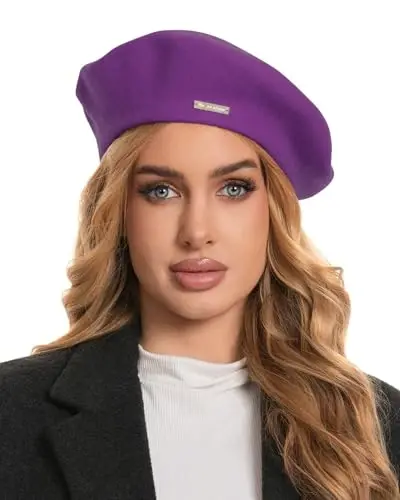 Classic Wool Berets for Women,Stylish French Beret Hats for Women Girls Lady Painters Hat - 1