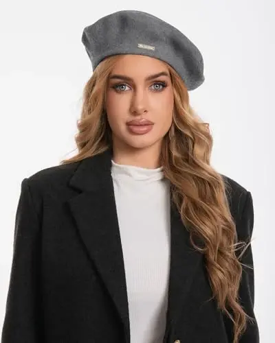 Classic Wool Berets for Women,Stylish French Beret Hats for Women Girls Lady Painters Hat - 3