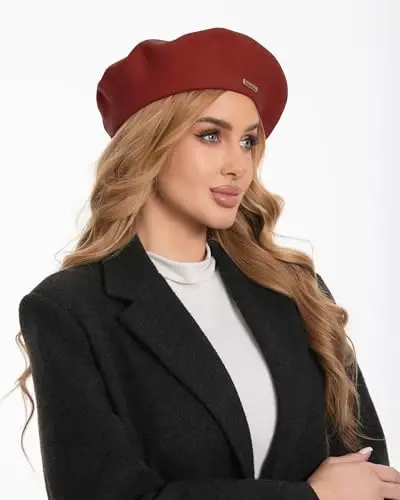Classic Wool Berets for Women,Stylish French Beret Hats for Women Girls Lady Painters Hat - 4