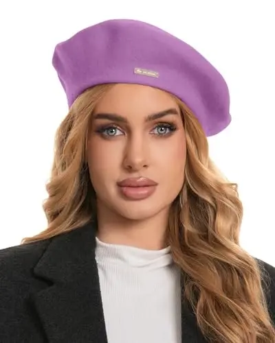 Classic Wool Berets for Women,Stylish French Beret Hats for Women Girls Lady Painters Hat - 1