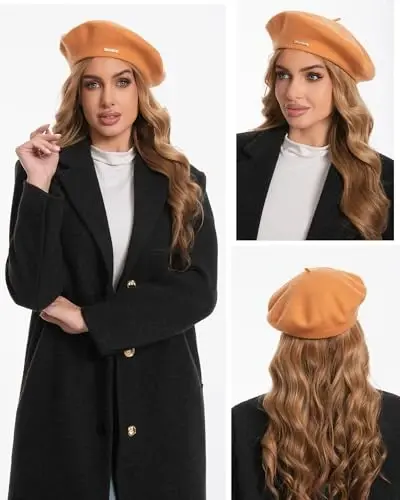 Classic Wool Berets for Women,Stylish French Beret Hats for Women Girls Lady Painters Hat - 6