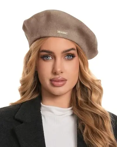 Classic Wool Berets for Women,Stylish French Beret Hats for Women Girls Lady Painters Hat - 1