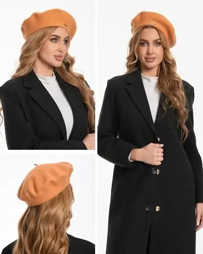 Classic Wool Berets for Women,Stylish French Beret Hats for Women Girls Lady Painters Hat - 6