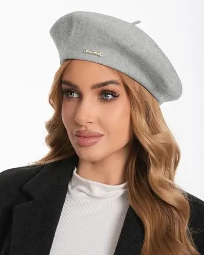 Classic Wool Berets for Women,Stylish French Beret Hats for Women Girls Lady Painters Hat - 2
