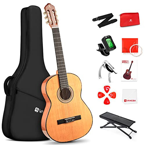 Classical Guitar Full Size 4/4 Spanish Style Classical Guitarra, 39 Inch Nylon Strings Guitar Ideal for Beginner Adults, Solid Cedar Top, by Vangoa - 1