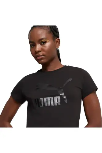 Classics Shiny Logo Women's Black Casual Style T-Shirt 62559701 - PUMA (1)