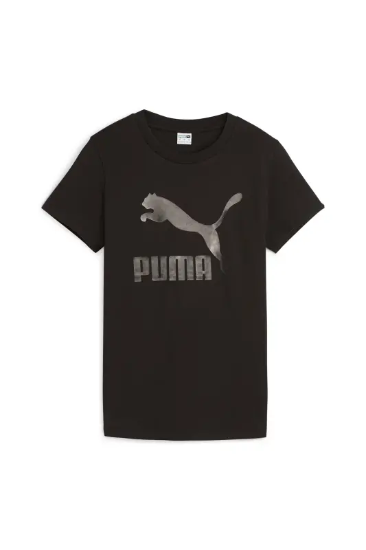 Classics Shiny Logo Women's Black Casual Style T-Shirt 62559701 - 4