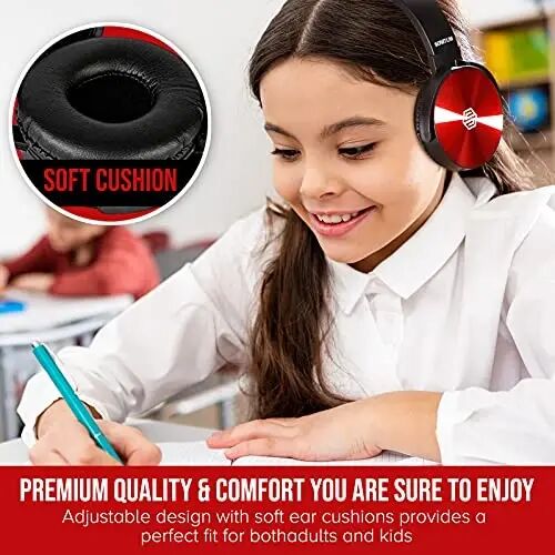 Classroom Headphones-Bulk 25-Pack, with Microphone Student On Ear Comfy Swivel Earphones for Library, School, Airplane, Kids-for Online Learning and Travel, HQ Stereo Sound 3.5mm Jack (Colored Set) - 4