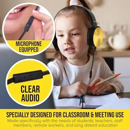 Classroom Headphones-Bulk 25-Pack, with Microphone Student On Ear Comfy Swivel Earphones for Library, School, Airplane, Kids-for Online Learning and Travel, HQ Stereo Sound 3.5mm Jack (Colored Set) - Sonitum (1)