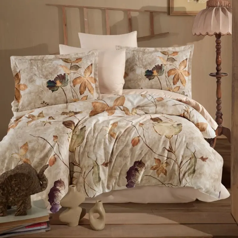 Classy Digital Satin Double Duvet Cover Set Lumina V1 Brick - 1