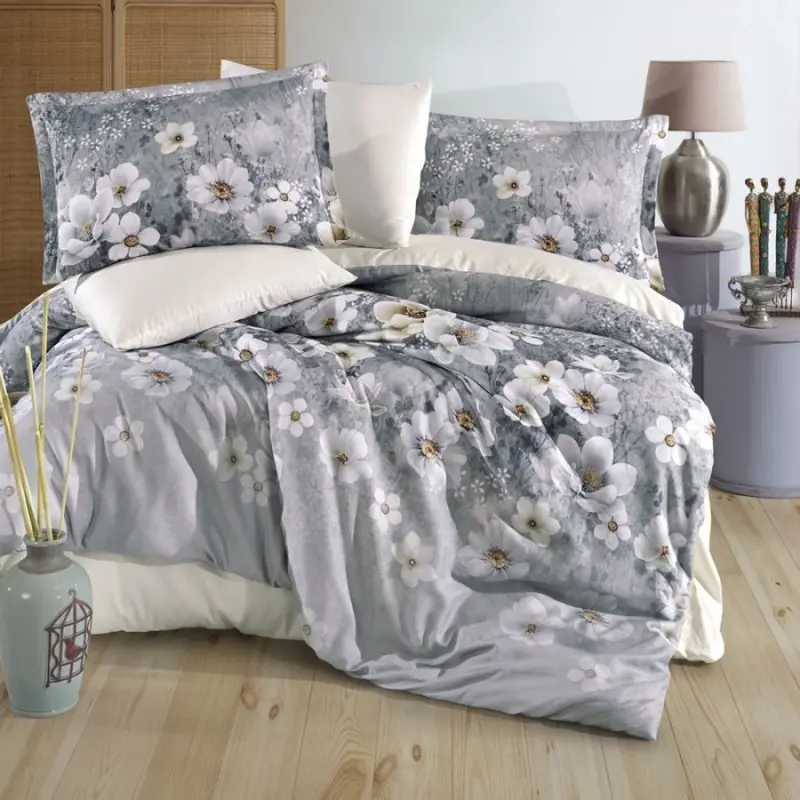 Classy Digital Satin Double Duvet Cover Set Solora V1 Mint - 1
