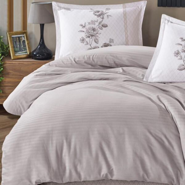 Clasy Boutique Series Striped Ranforce Double Bed Duvet Set Suave v6 Light Grey - 1