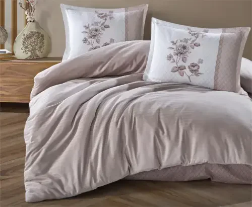 Clasy Boutique Series Striped Ranforce Double Bed Sheet Set Suave v2 Coffee - 1