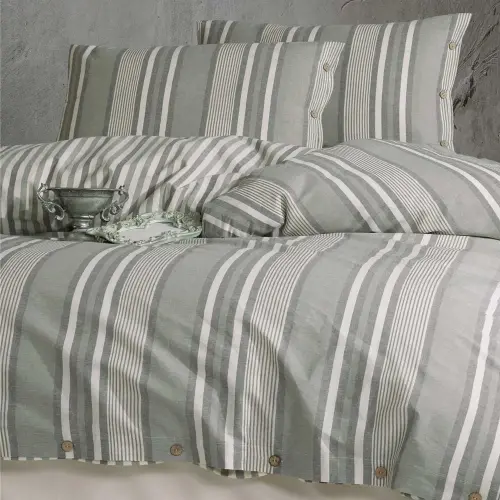 Clasy Butik Native Series Double Duvet Cover Set Dokya v1 Green - NEVRESIMDUNYASI (1)