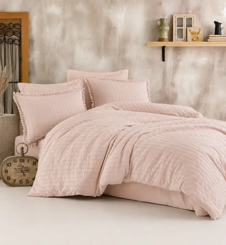 Clasy Butik Nevresim Takımı Çift Kişilik Estina V10 Taş Rengi - NEVRESIMDUNYASI