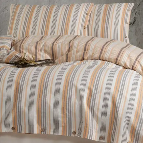 Clasy Butique Native Series Double Bed Sheet Set Velena v1 Salmon - NEVRESIMDUNYASI (1)