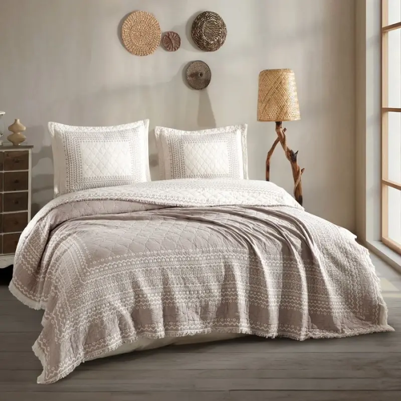 Clasy Çift Kişilik Müslin Yatak Örtüsü Nomada V2 Kahve - 1