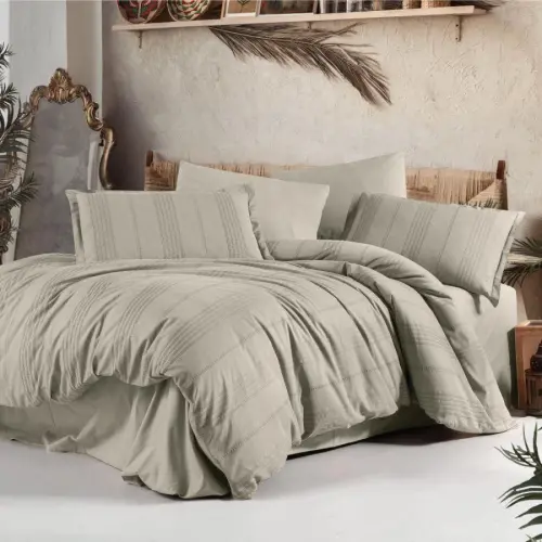 Clasy Double Bed Linen Set Arakis V3 Beige - 1