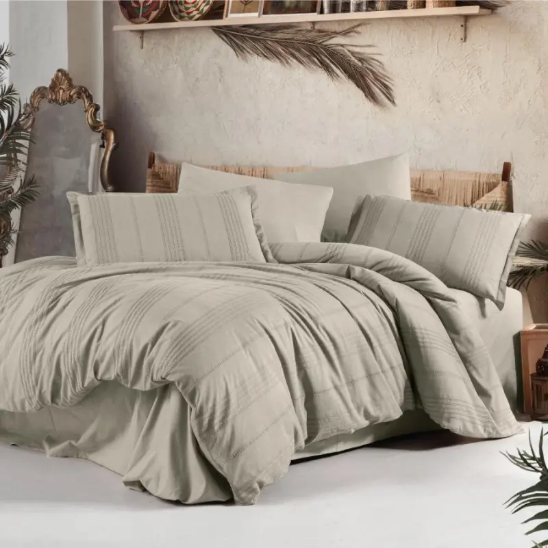 Clasy Double Bed Linen Set Arakis V3 Beige - 1