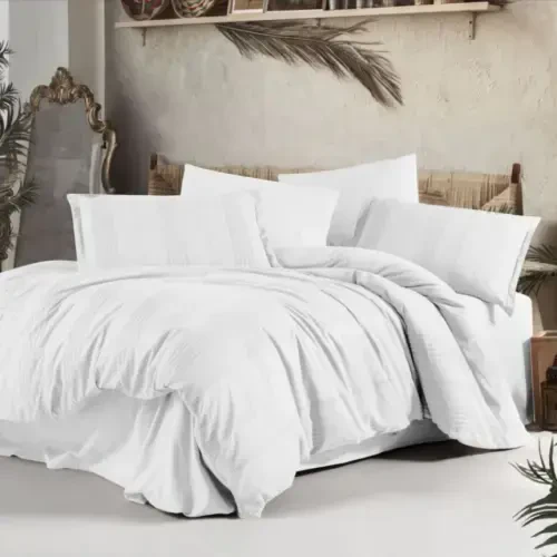 Clasy Double Bed Linen Set Arakis V7 White - MODAZONE (1)