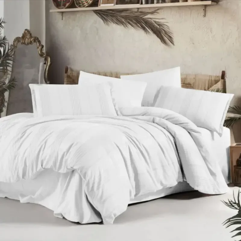 Clasy Double Bed Linen Set Arakis V7 White - 2