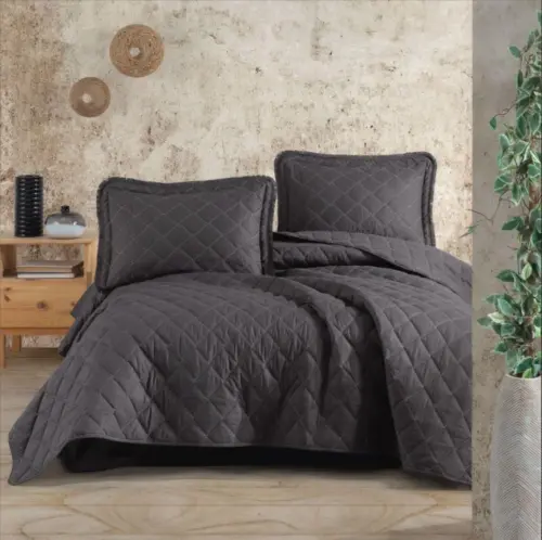Clasy Double Bedspread Tafana V1 Anthracite - 1