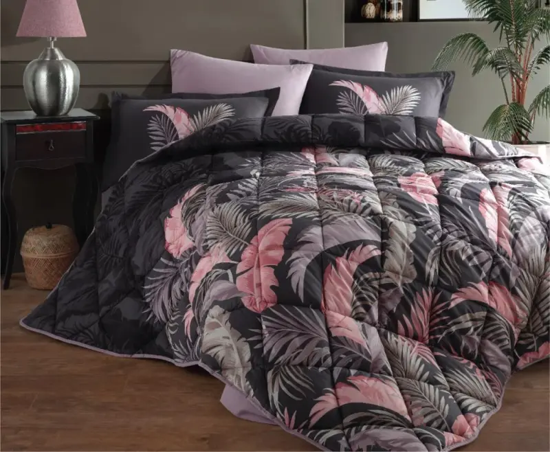 Clasy Double Size Ranforce Bedding Set Hena v1 Anthracite - NEVRESIMDUNYASI