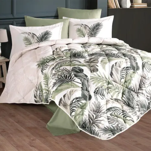 Clasy Double Size Ranforce Bedding Set Hena v2 Green - NEVRESIMDUNYASI (1)