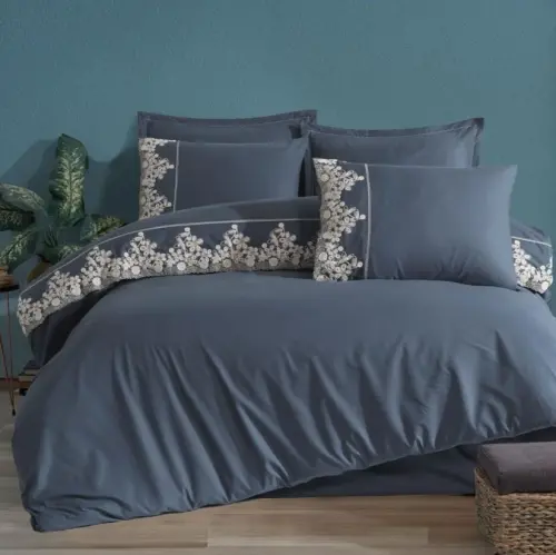 Clasy Duvet Cover Set Double Size Osela V4 Indigo - NEVRESIMDUNYASI (1)