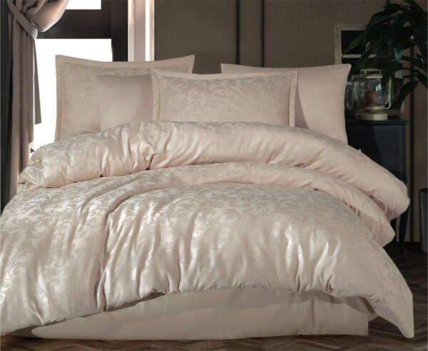 Clasy Exclusive Jacquard Double Cotton Satin Duvet Cover Set Pavaya v2 Cream - 1