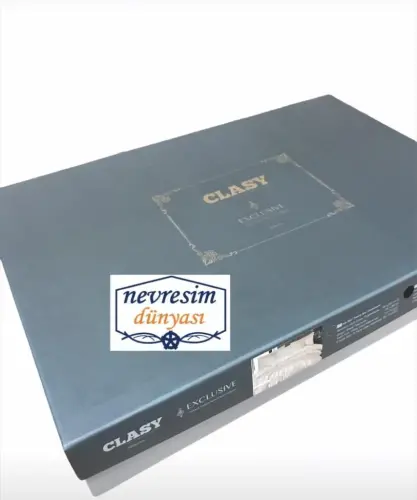 Clasy Exclusive Jakarlı Ikki kishilik Paxta Atlas Yotoq To'plami Pavaya v2 Krem - 4