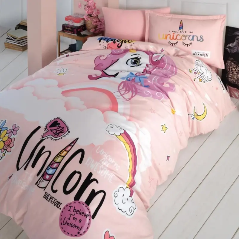 Clasy Genç Ranforce Односпальный Постельный Комплект Pink Dreams Пудра - NEVRESIMDUNYASI