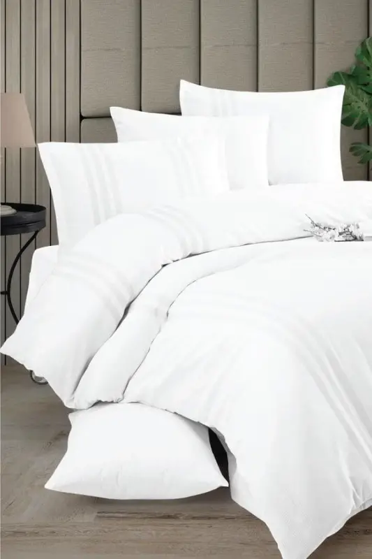 Clasy Melkor Double Ranforce Bedding Set V1 White - NEVRESIMDUNYASI