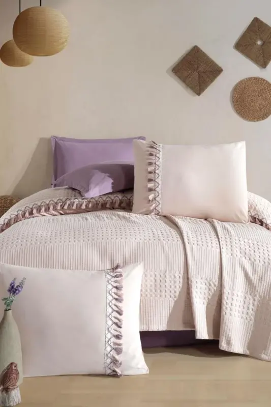 Clasy Pike Takımı Çift Kişilik Bohemline V8 Taş Rengi - NEVRESIMDUNYASI