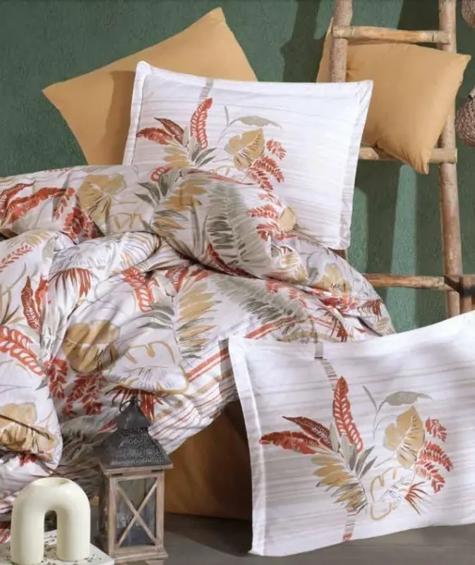 Clasy Ranforce Bed Linen Set Double Oliva V1 Mustard - 1