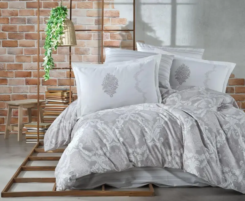 Clasy Ranforce Bedding Set for Double Bed Fiorita v2 Purple - NEVRESIMDUNYASI