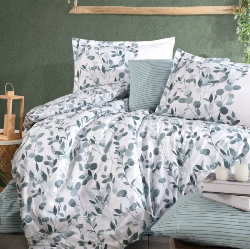 Clasy Ranforce Double Bed Cover Set Putto V1 Mint - 2