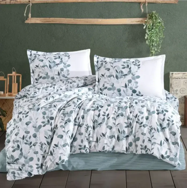 Clasy Ranforce Double Bed Cover Set Putto V1 Mint - 1